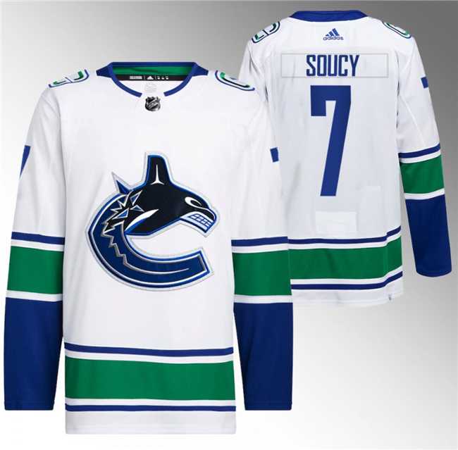 Mens Vancouver Canucks #7 Carson Soucy White Stitched Jersey